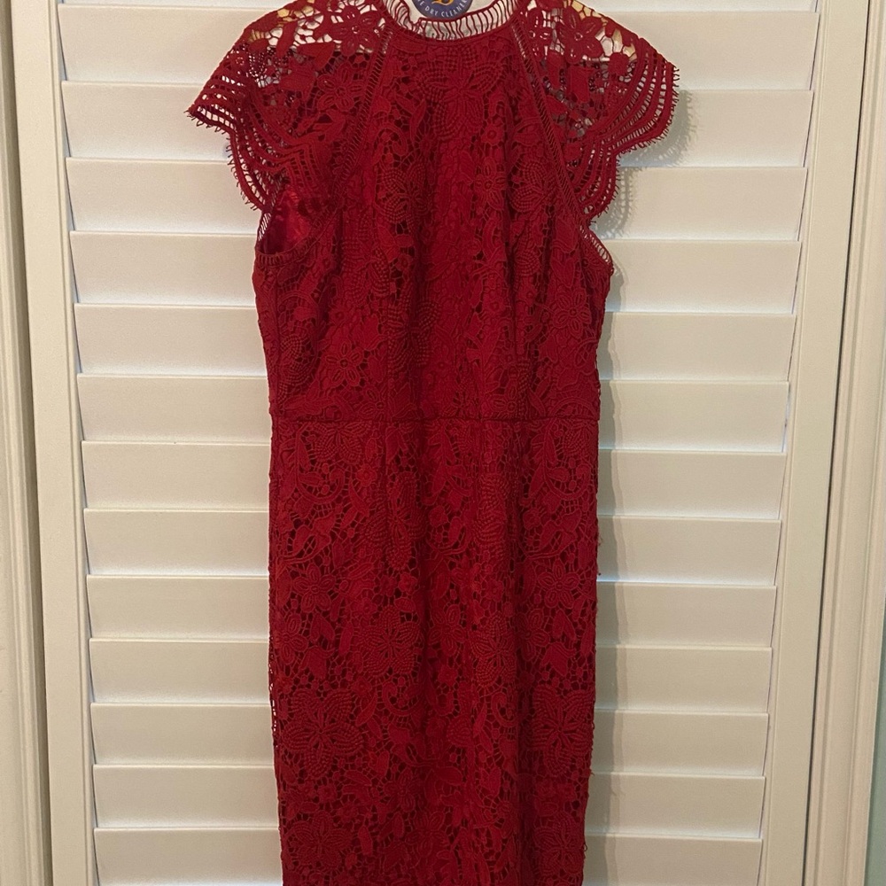Chi Chi London Red Lace Midi Dress